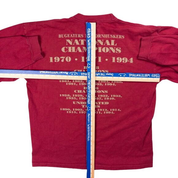 Vintage 90s Nebraska Bugeaters Cornhuskers Long Sleeve Shirt XXL Red Football - Picture 3 of 10